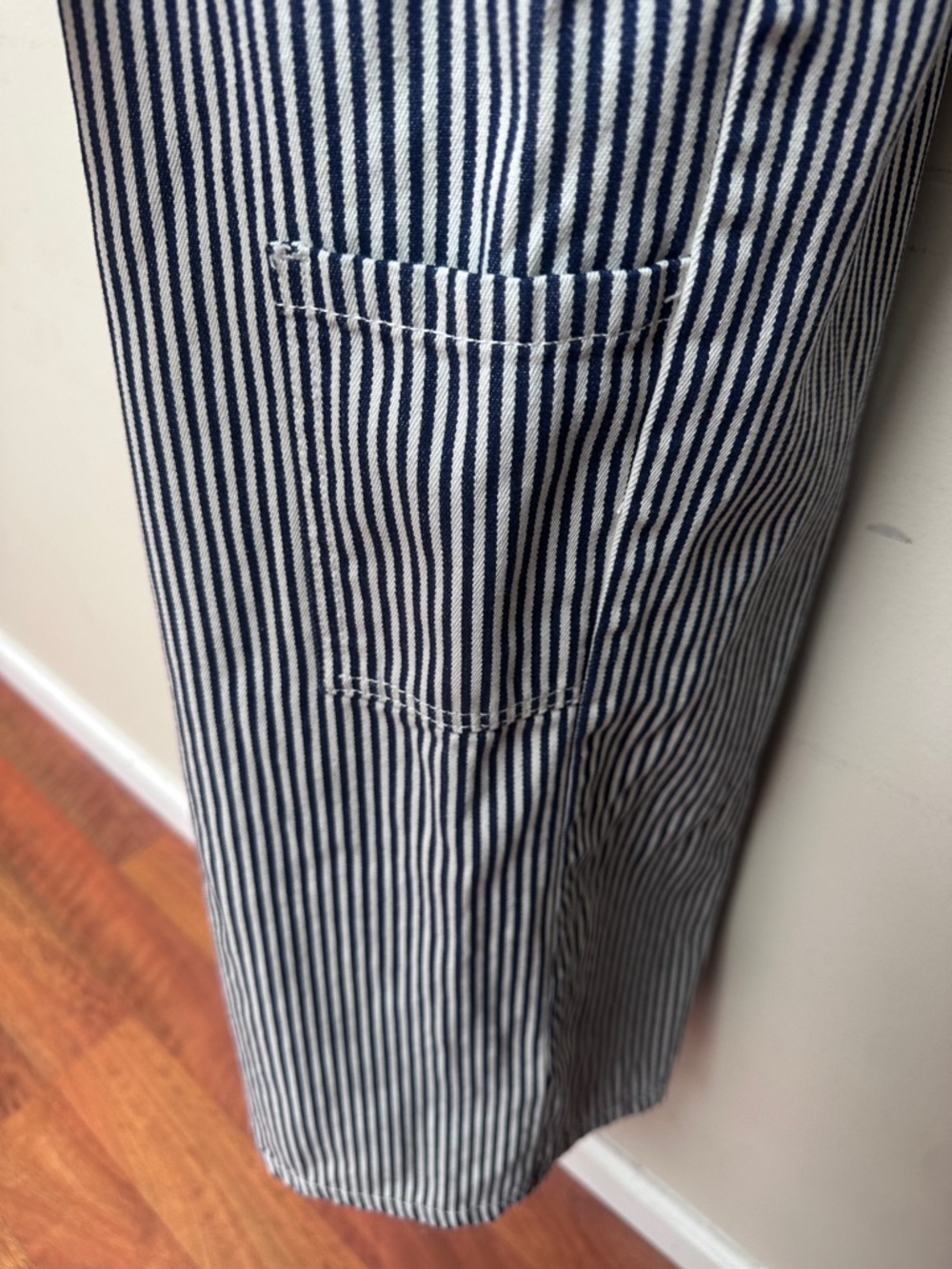 Cider Striped Wide Leg Overalls Blue White Size Large - Picture 4 of 15